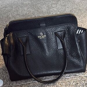 Kate Spade Black Satchel with Textured Leather and Zipper Closure